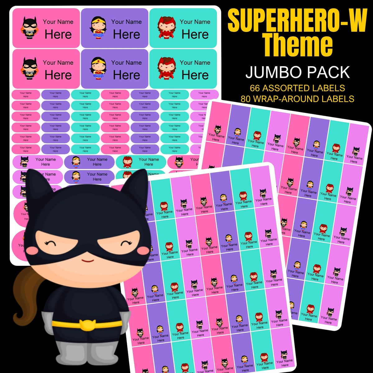 Superhero Girl Stationery Labels