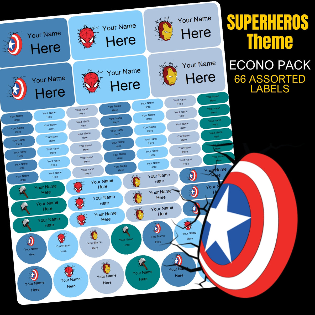 Superheroes Stationery Labels