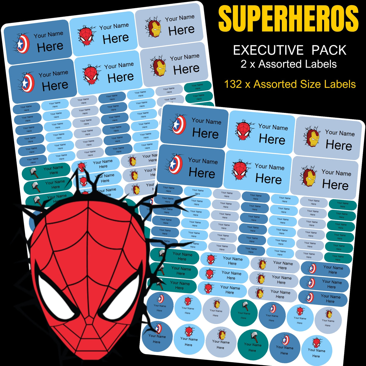 Superheroes Stationery Labels