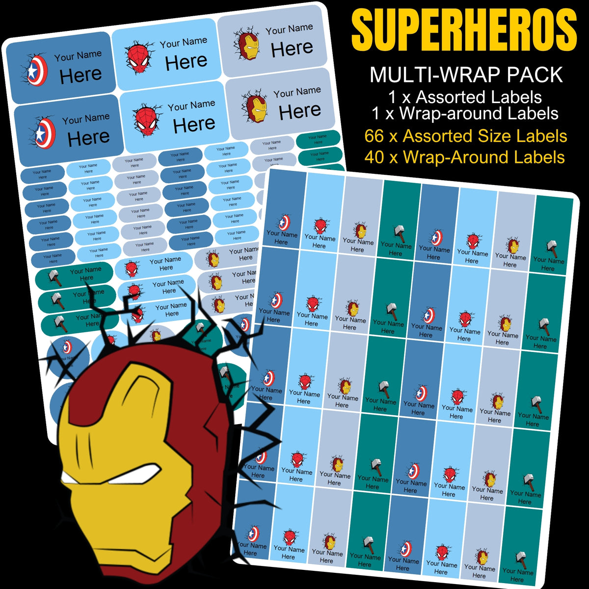 Superheroes Stationery Labels