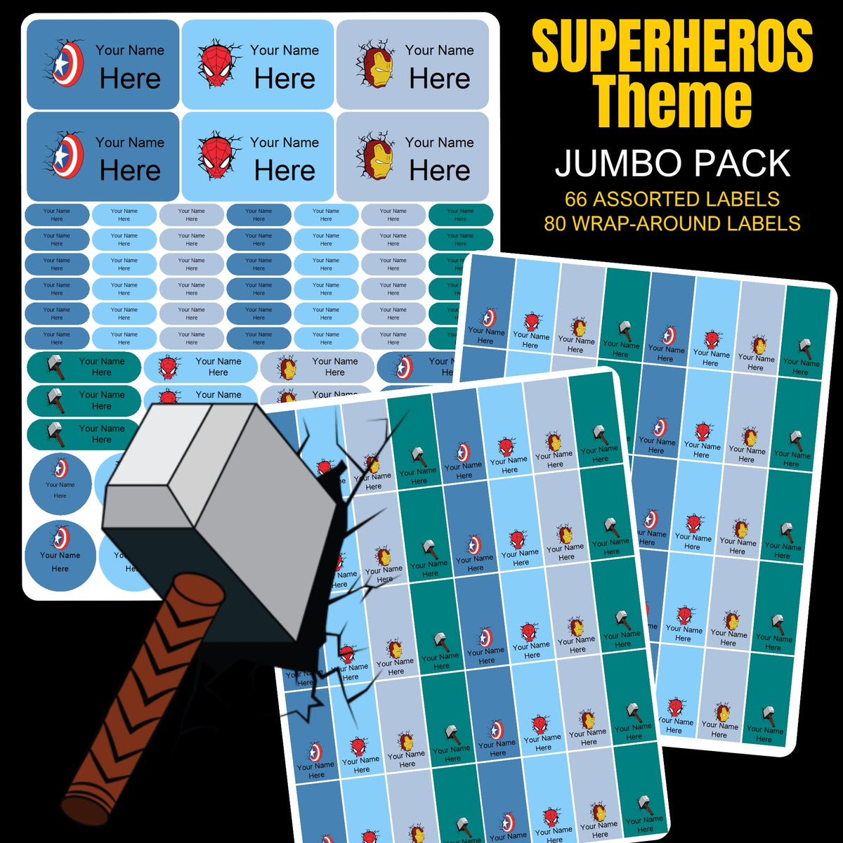 Superheroes Stationery Labels